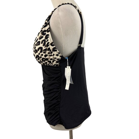 Bleu Rod Beattie Tankini Women's 14 Cheetah Padded Swim Top Adjustable Strap - Picture 4 of 9